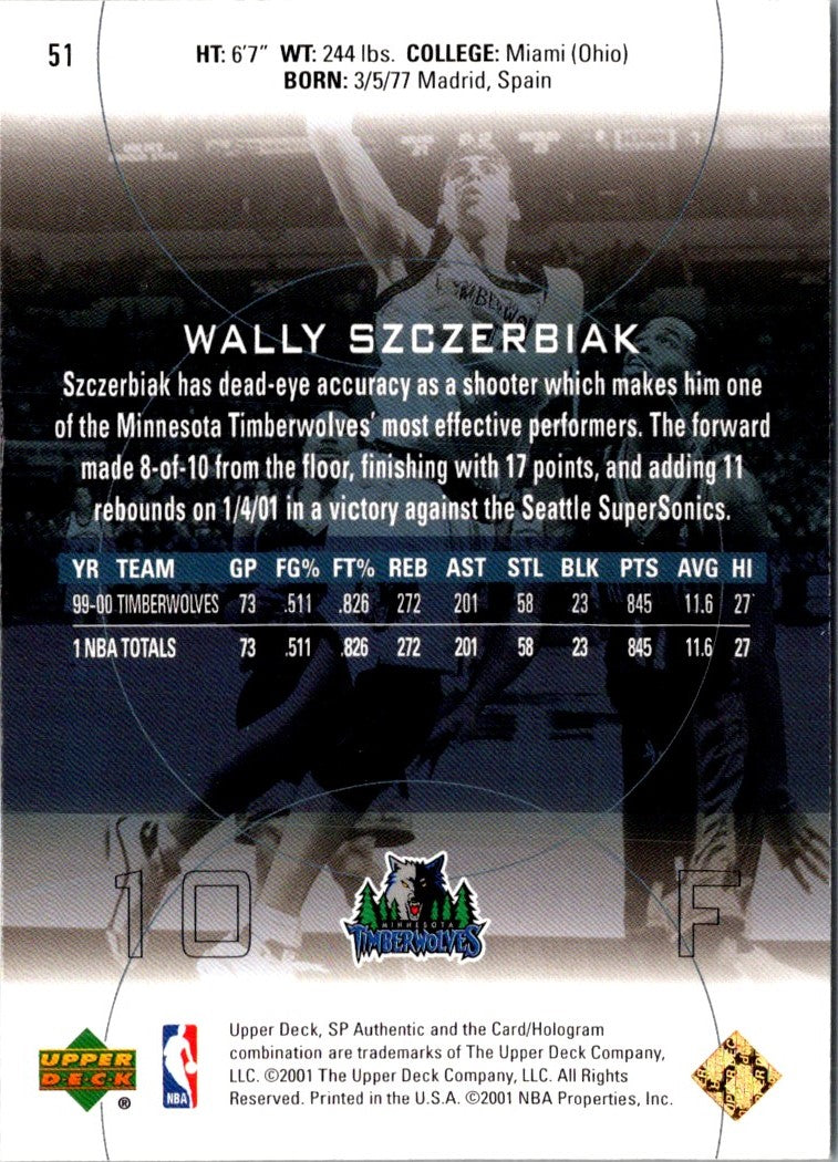 2000 SP Authentic Wally Szczerbiak