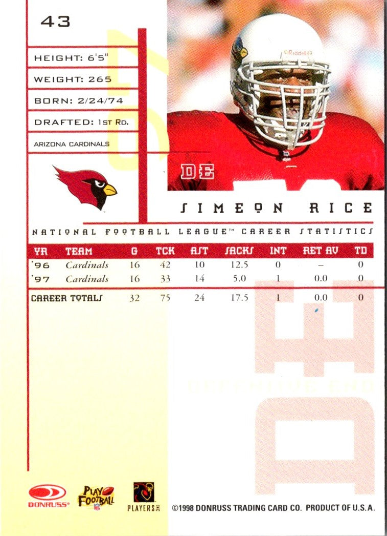 1998 Leaf Rookies & Stars Simeon Rice