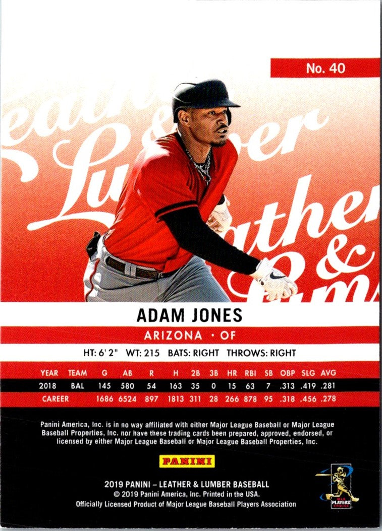 2019 Panini Leather & Lumber Adam Jones