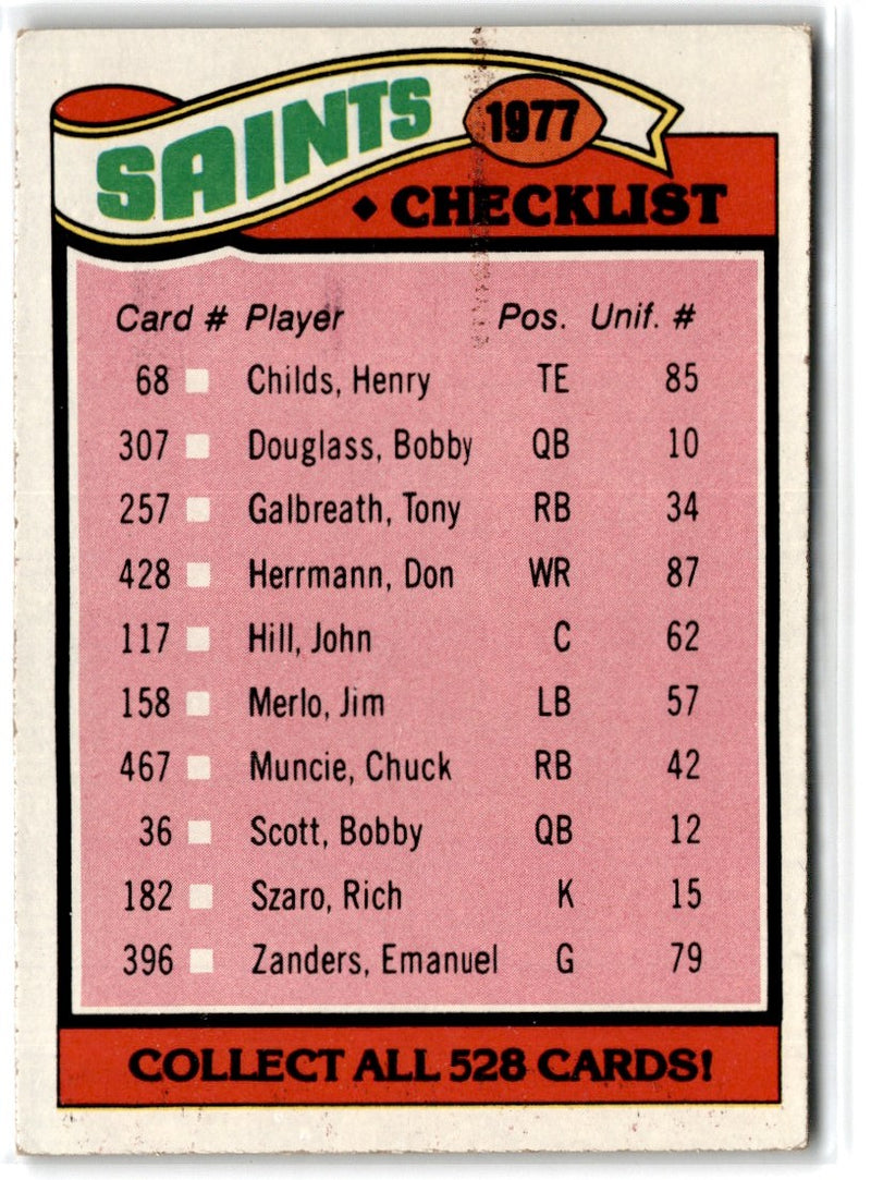 1977 Topps Mexican Tampa Bay Buccaneers