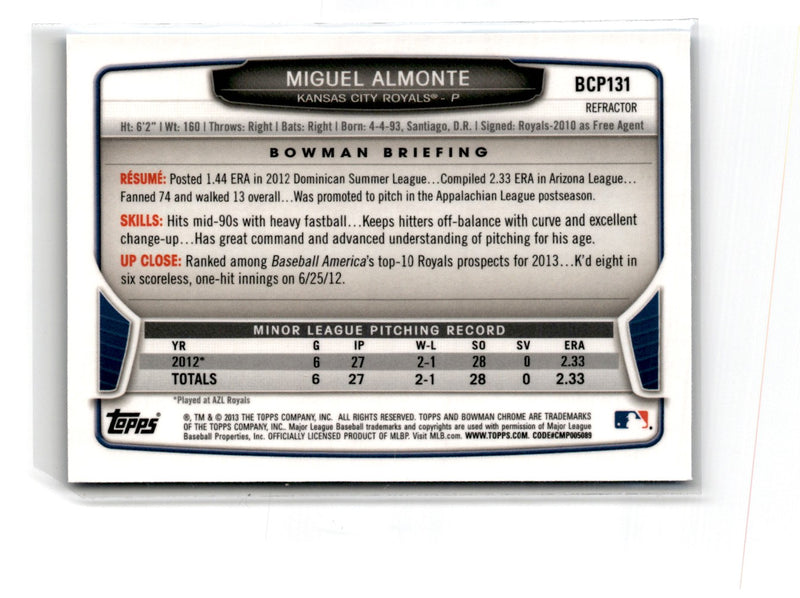 2013 Bowman Chrome Prospects Blue Wave Miguel Almonte