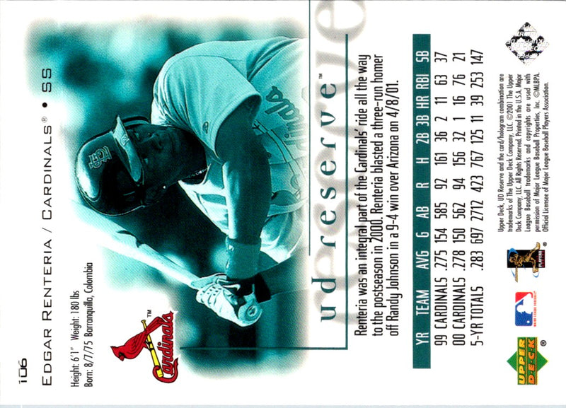 2001 UD Reserve Edgar Renteria