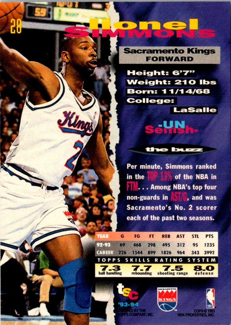 1993 Stadium Club Lionel Simmons