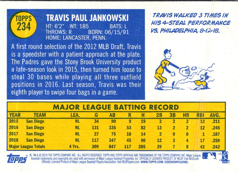 2019 Topps Heritage Travis Jankowski