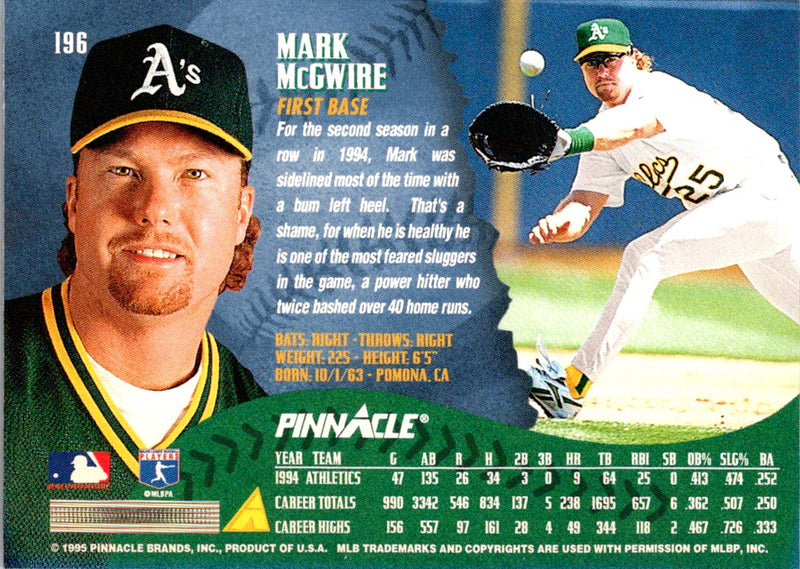 1995 Pinnacle Mark McGwire