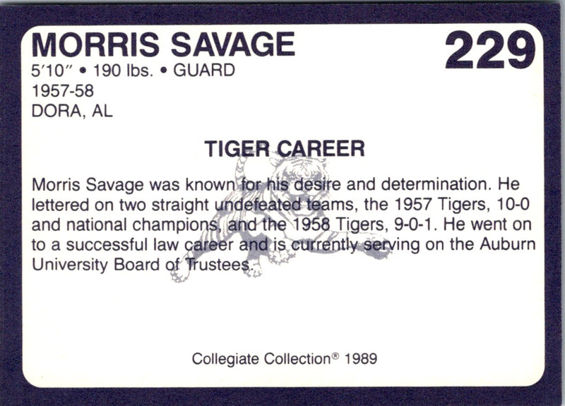 1989 Collegiate Collection Auburn Coke 580 Morris Savage