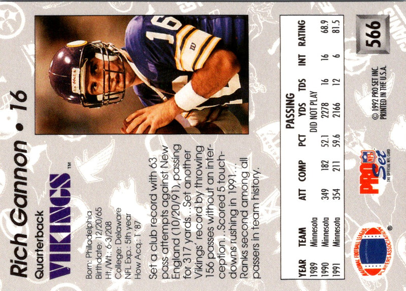 1992 Pro Set Rich Gannon