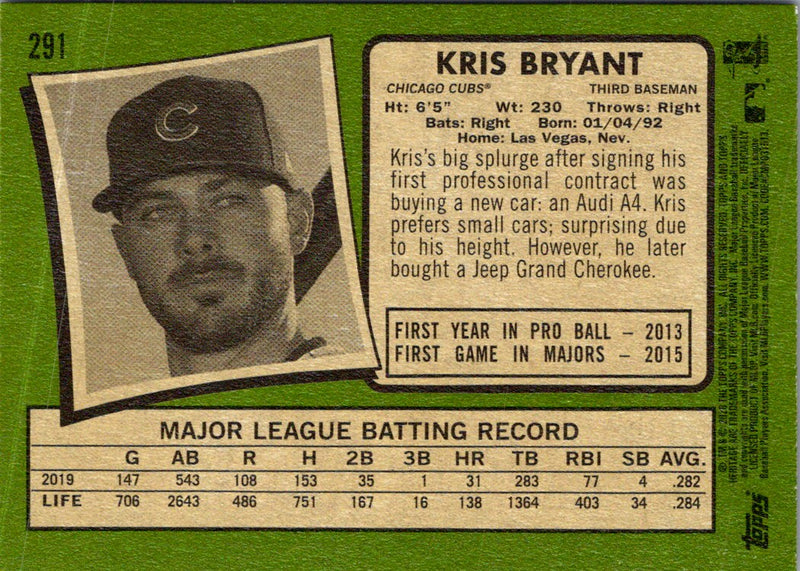 2020 Topps Heritage Kris Bryant