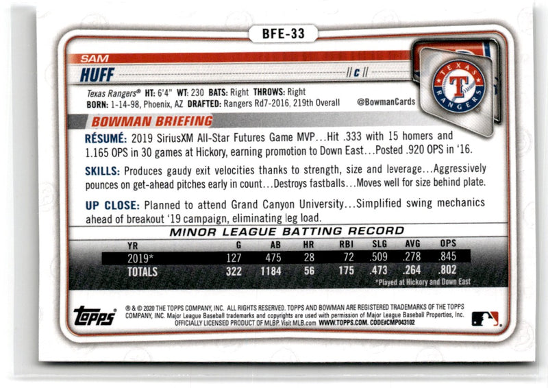 2020 Bowman 1st Edition Sam Huff