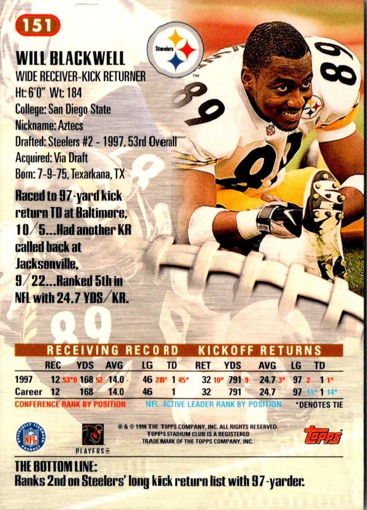 1998 Stadium Club Will Blackwell