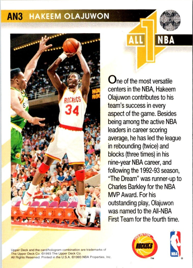1993 Upper Deck All-NBA Hakeem Olajuwon