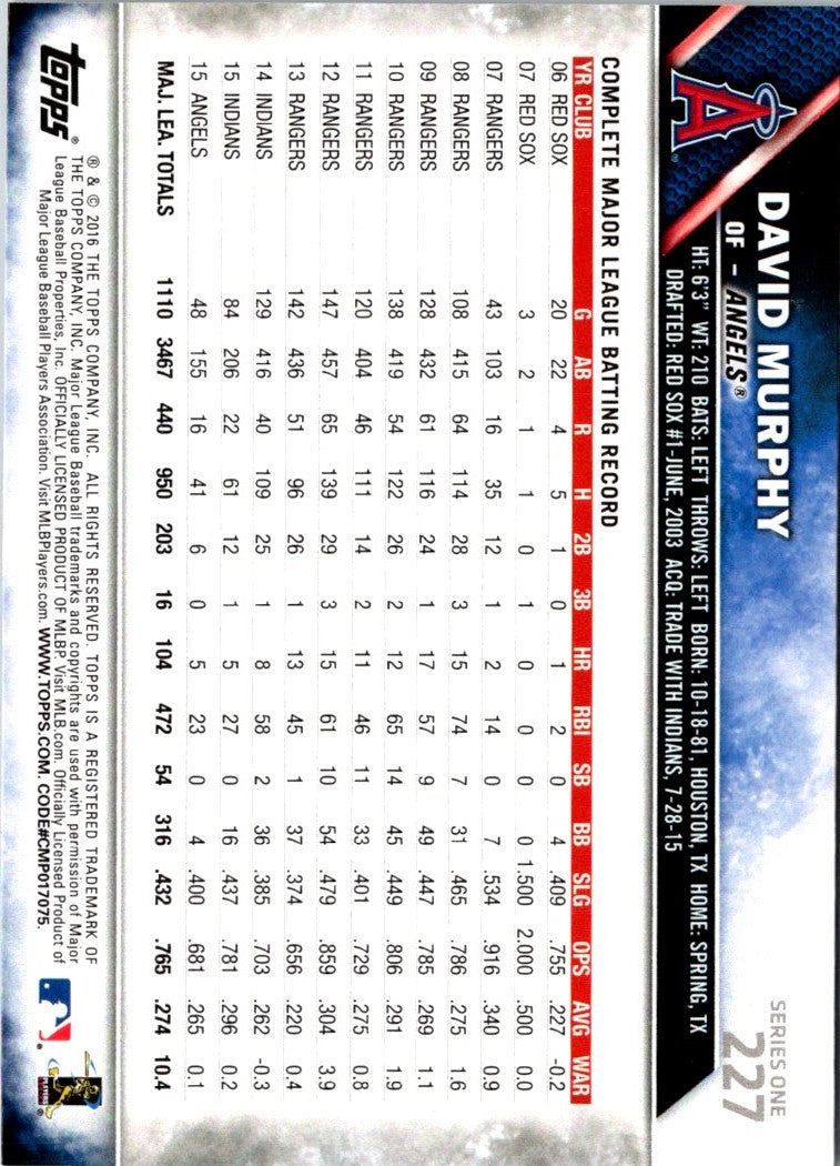 2016 Topps Mini David Murphy