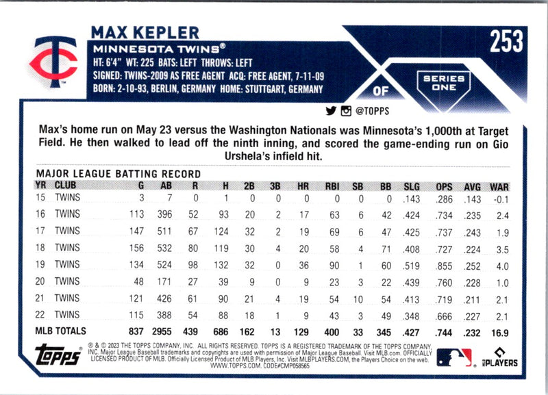 2023 Topps Max Kepler