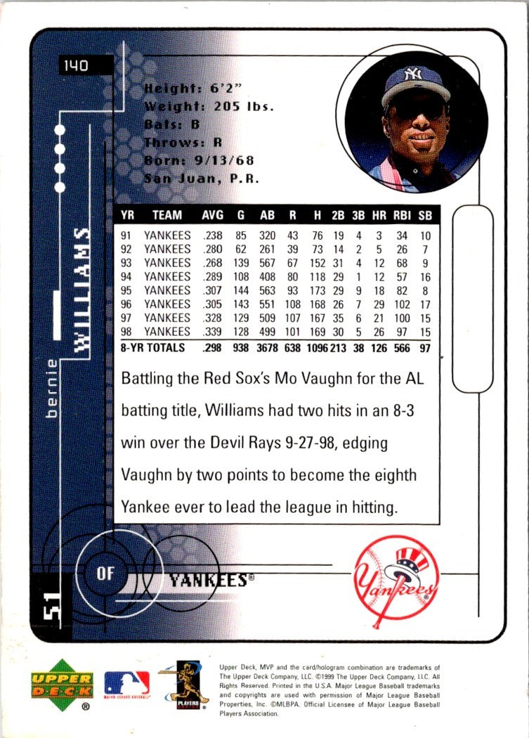 1999 Upper Deck MVP Bernie Williams