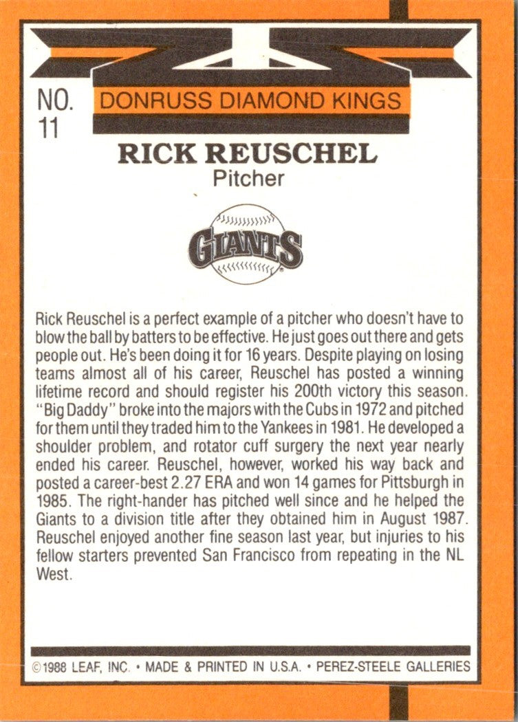 1989 Donruss Super Diamond Kings Rick Reuschel