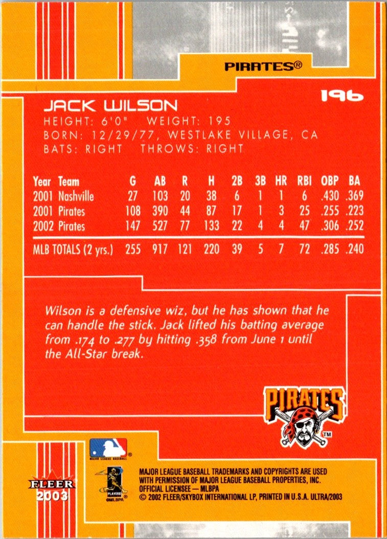 2003 Ultra Jack Wilson