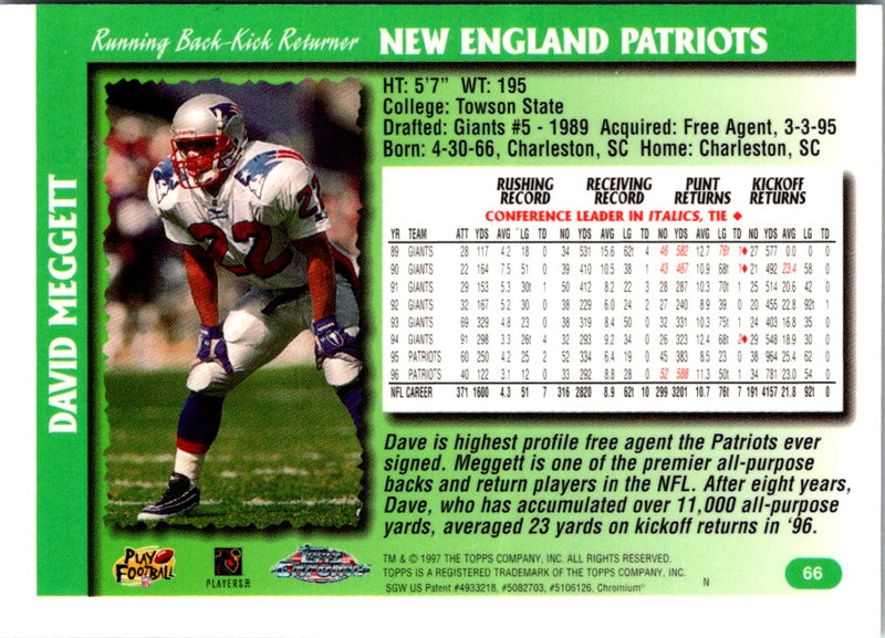 1997 Topps Chrome Dave Meggett