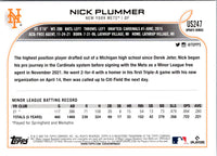2022 Topps Update Nick Plummer #US247 Rookie