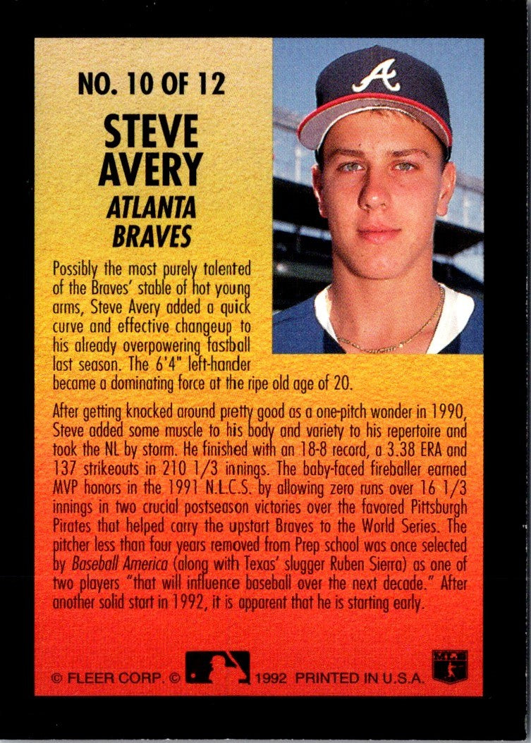 1992 Fleer Smoke 'N Heat Steve Avery