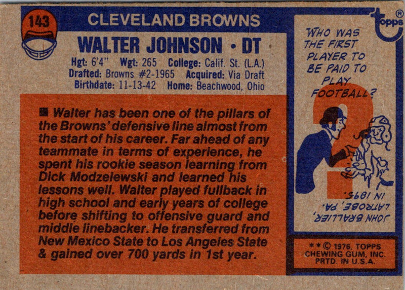 1976 Topps Walter Johnson