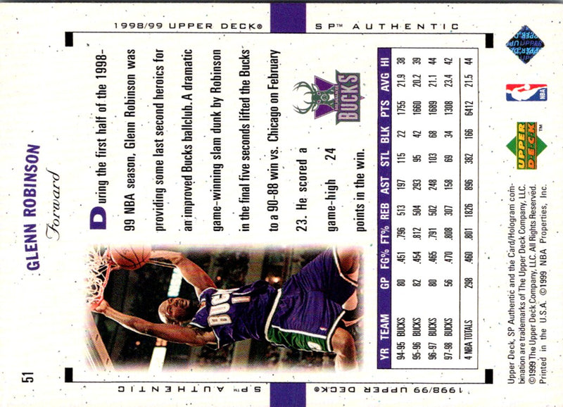 1998 SP Authentic Glenn Robinson