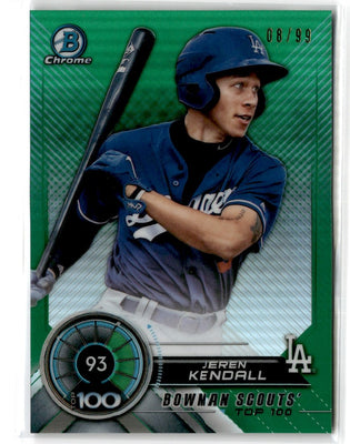 2018 Bowman Scouts' Top 100 Green Jeren Kendall #BTP-93 08/99