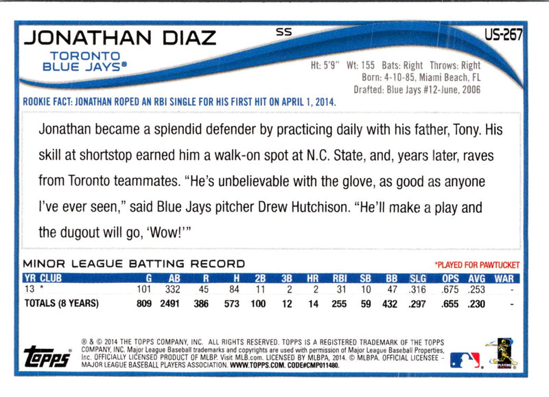 2014 Topps Update Jonathan Diaz