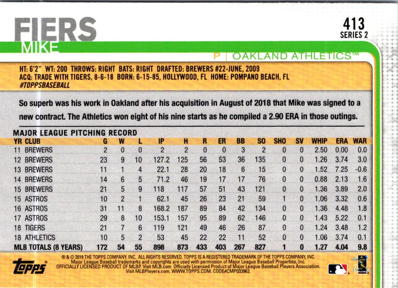 2019 Topps Mike Fiers