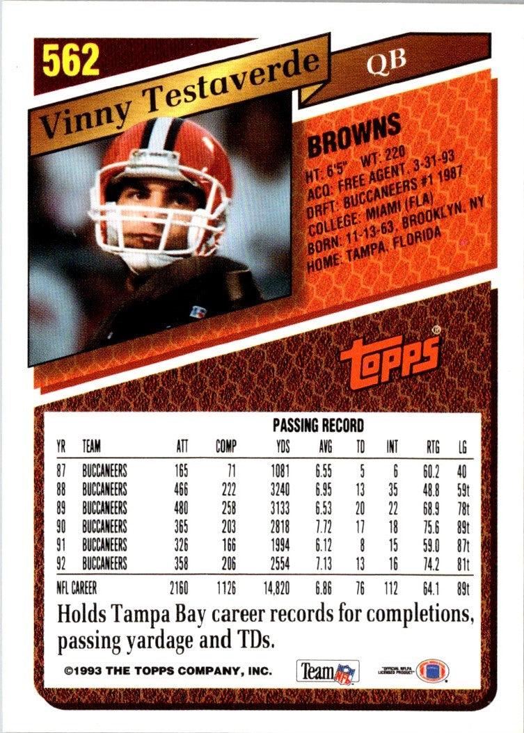 1993 Topps Vinny Testaverde