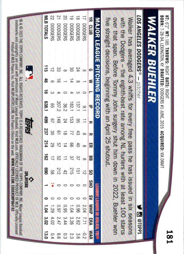 2023 Topps Big League Walker Buehler