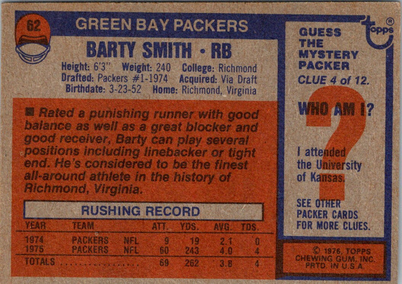 1976 Topps Barty Smith