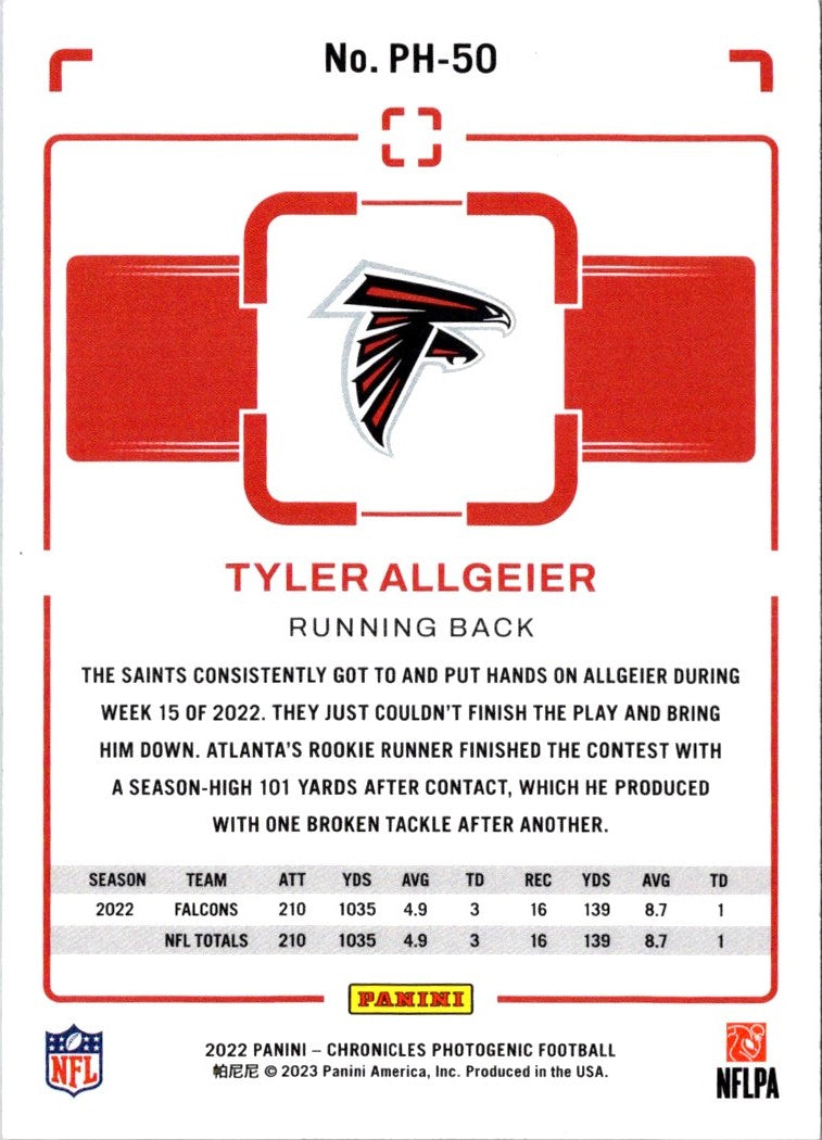 2022 Panini Chronicles Photogenic Tyler Allgeier