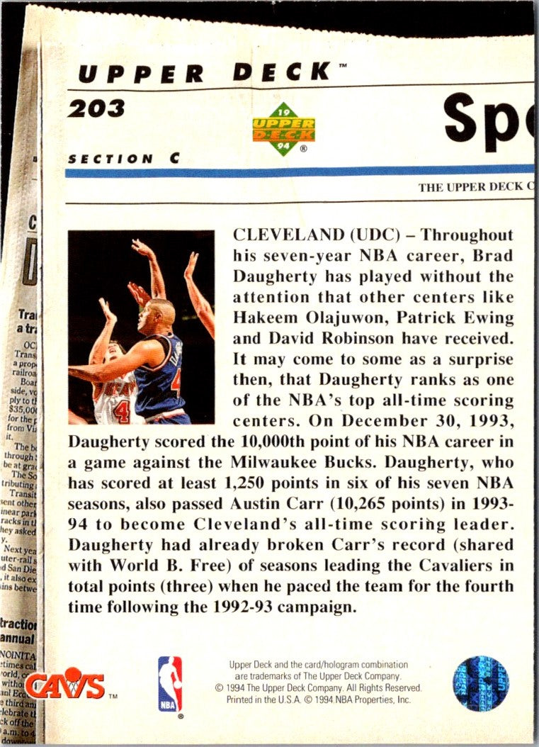 1993 Upper Deck Special Edition Brad Daugherty