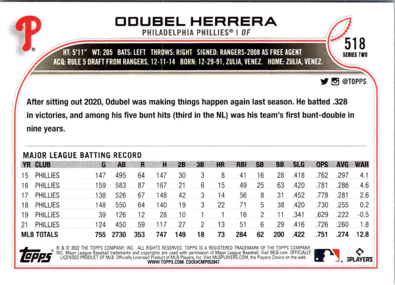 2022 Topps Odubel Herrera