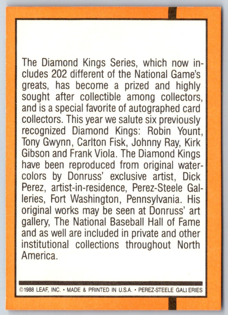 1989 Donruss Diamond Kings Checklist 1-26