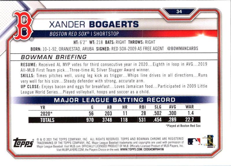 2021 Bowman Xander Bogaerts