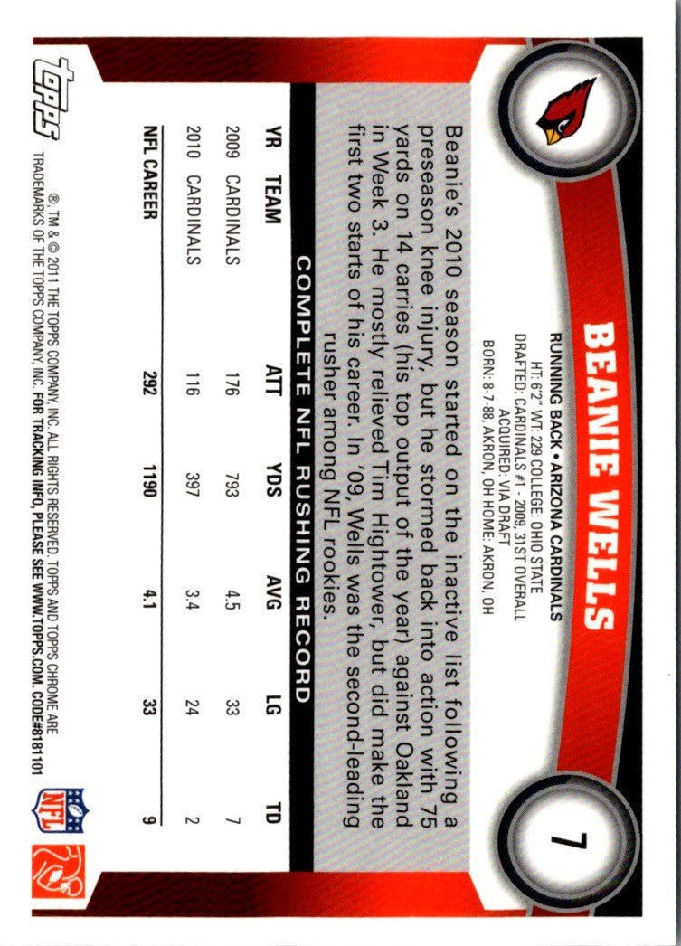 2011 Topps Chrome Chris Wells