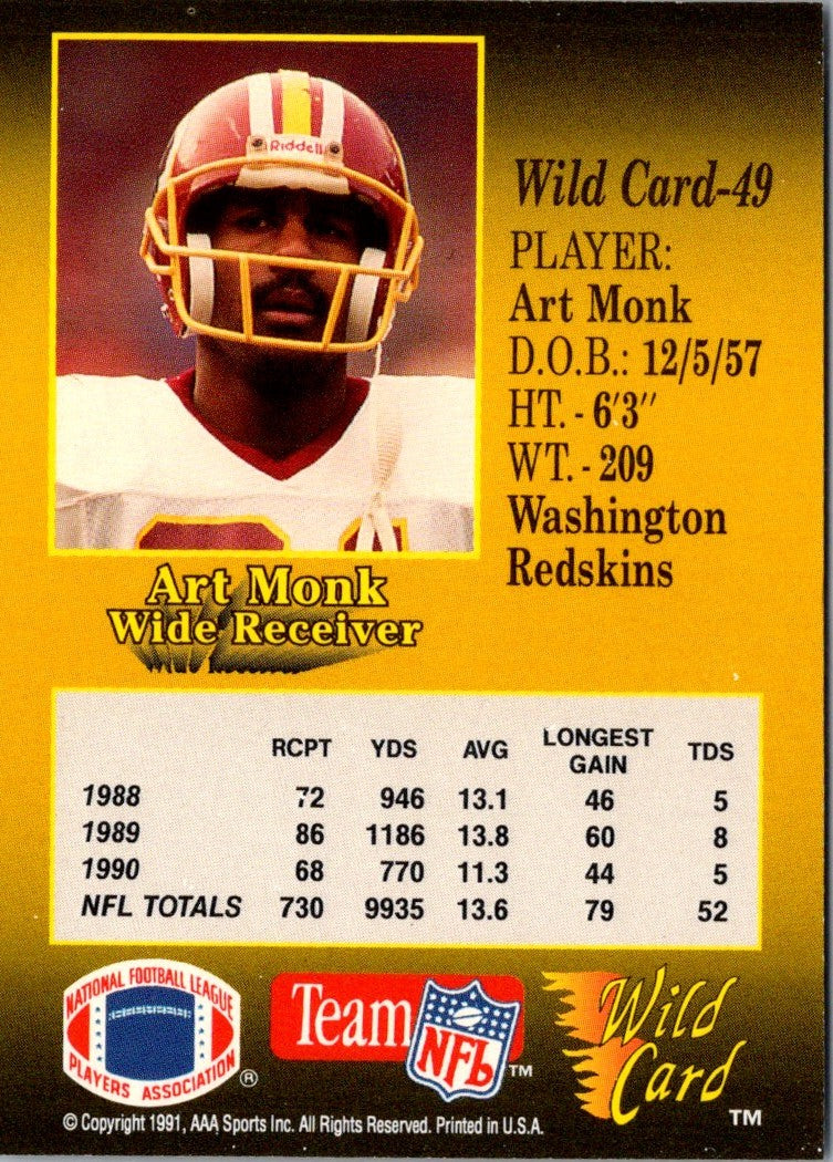 1991 Wild Card Art Monk