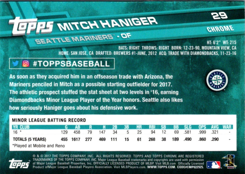 2017 Topps Chrome Mitch Haniger