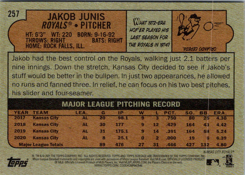 2021 Topps Heritage Red Jakob Junis