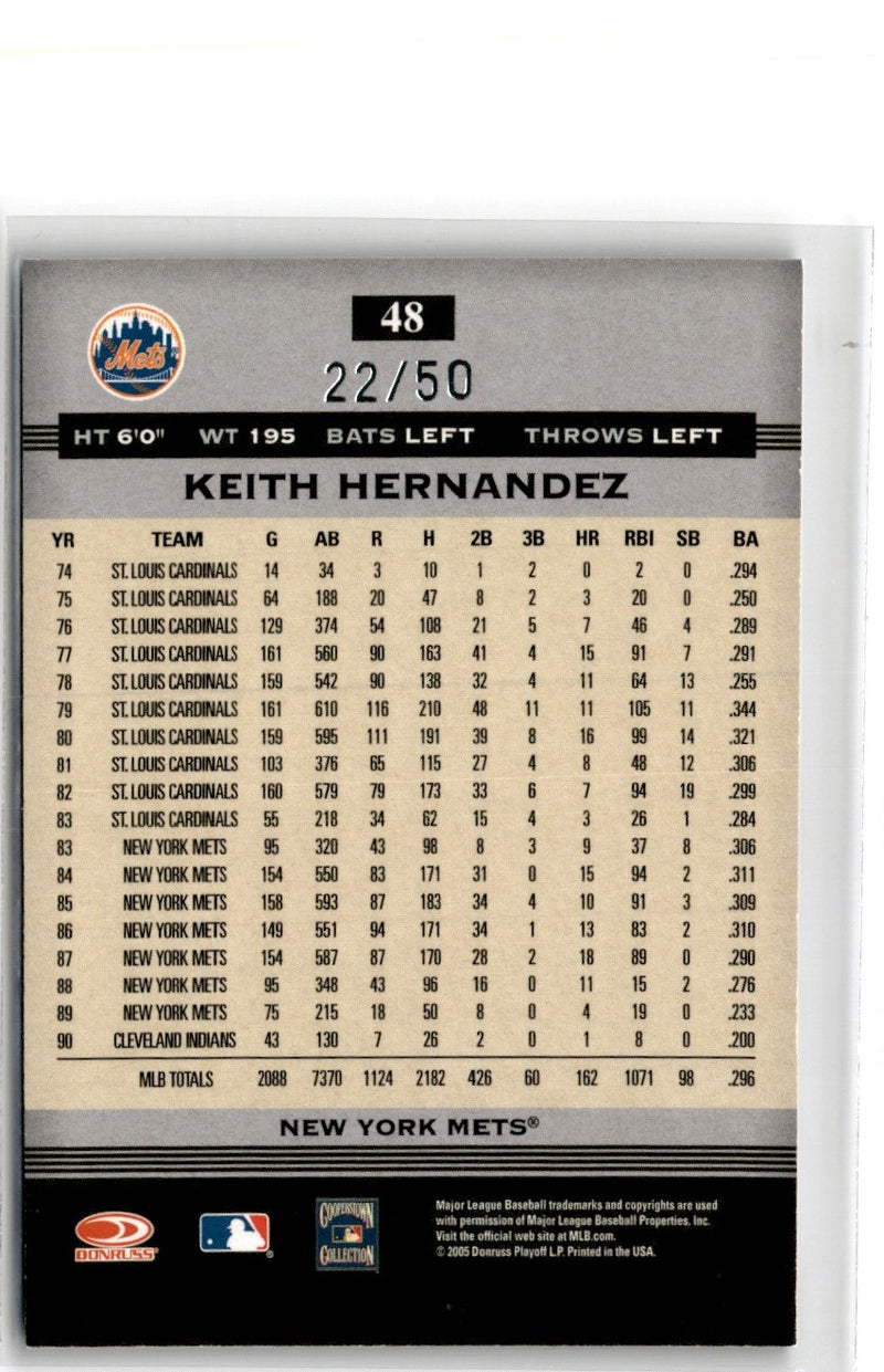 2005 Donruss Greats Platinum HoloFoil Keith Hernandez