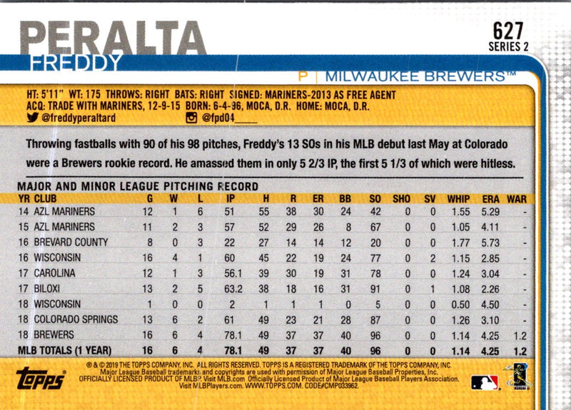 2019 Topps Freddy Peralta