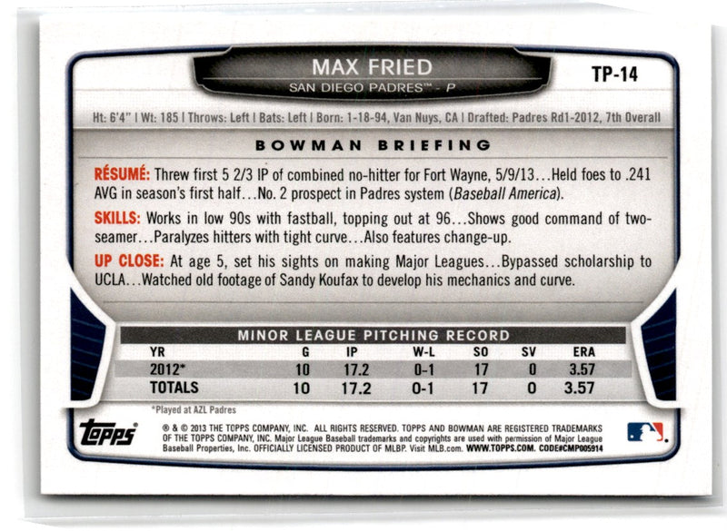 2013 Bowman Draft Picks & Prospects Top Max Fried