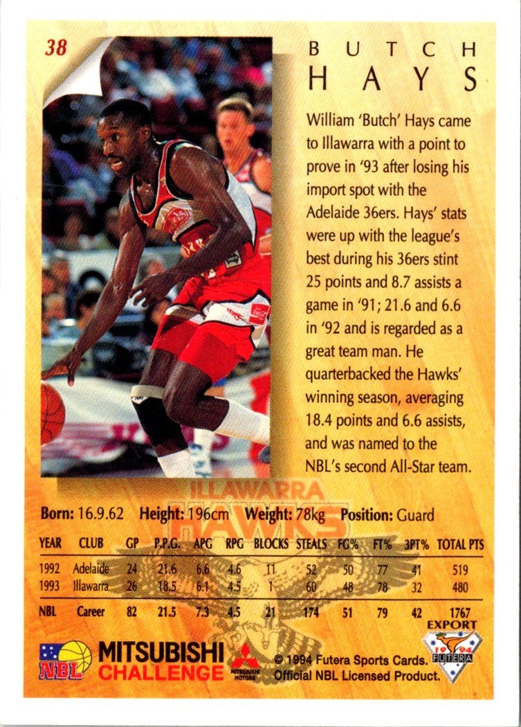 1994 Australian Futera NBL Butch Hays