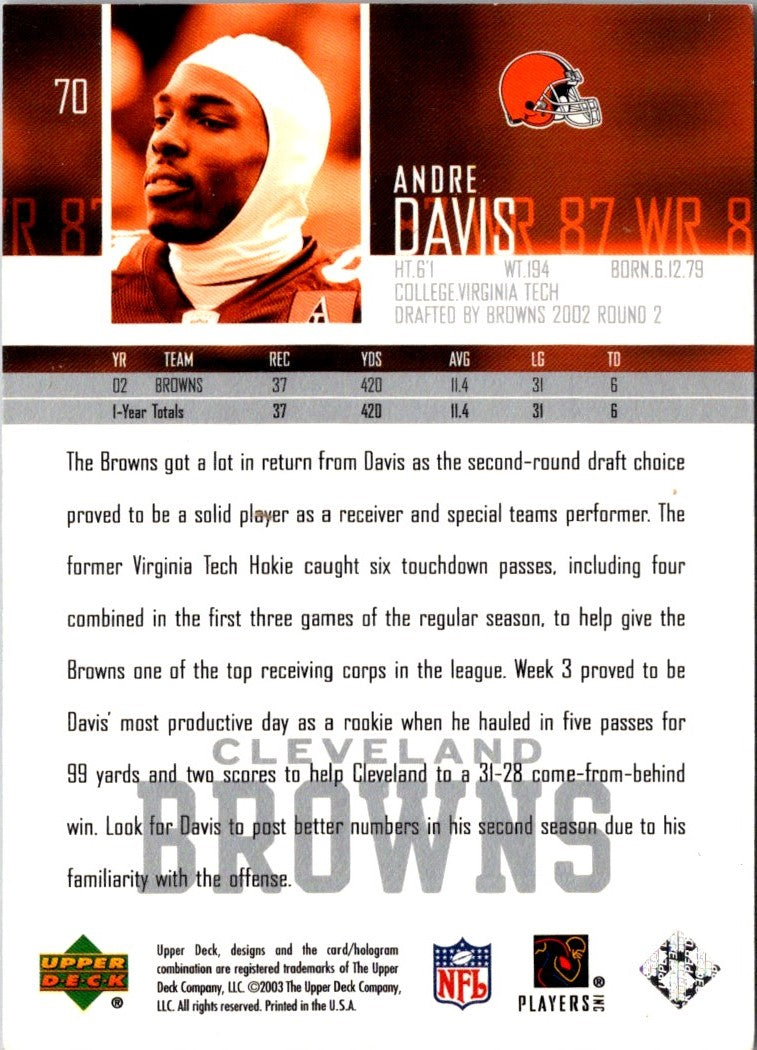 2003 Upper Deck Andre Davis