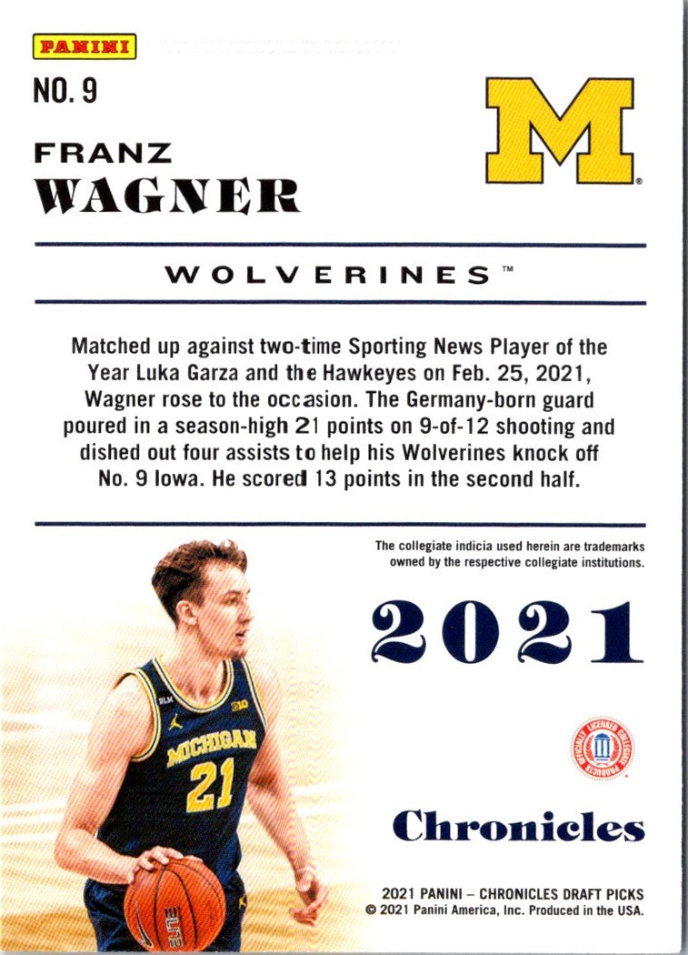 2021 Panini Chronicles Draft Picks Franz Wagner