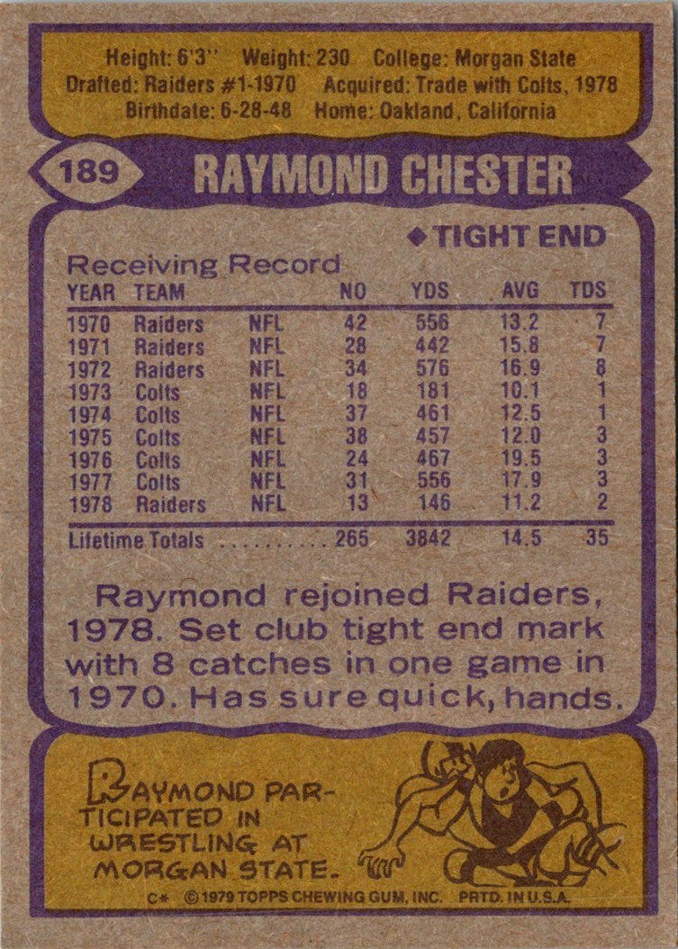 1979 Topps Raymond Chester