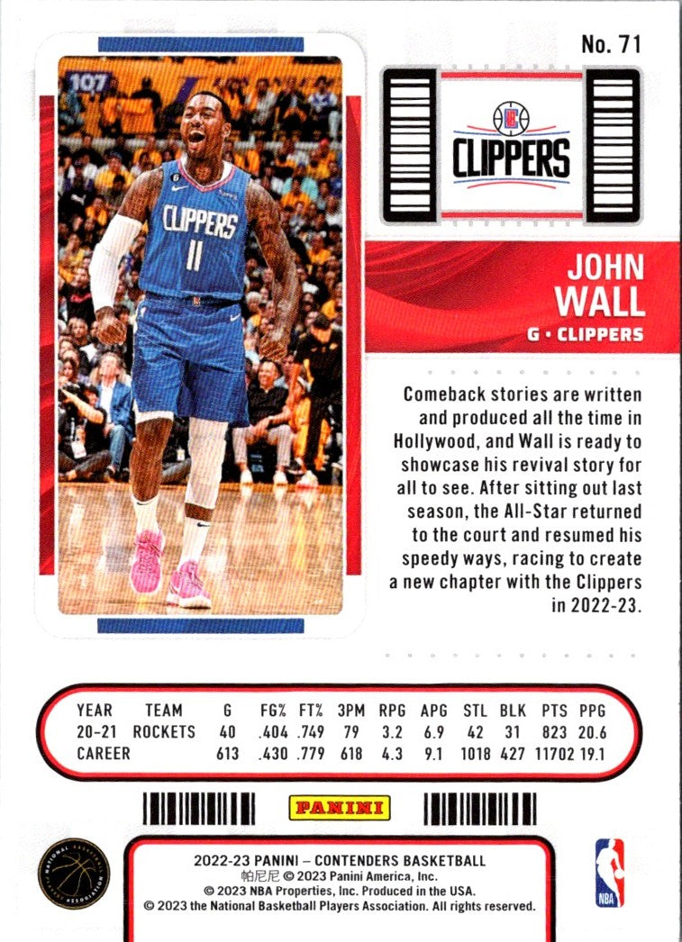 2022 Panini Contenders Ticket John Wall