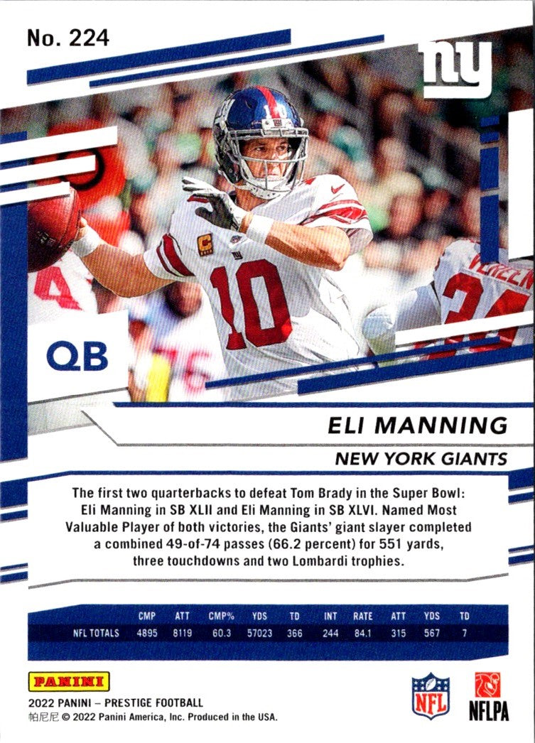 2022 Panini Prestige Eli Manning