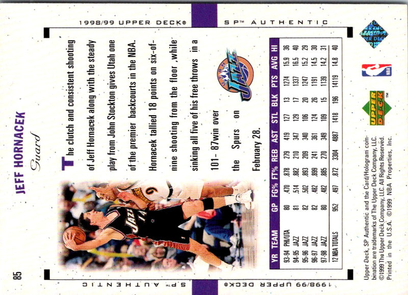 1998 SP Authentic Jeff Hornacek